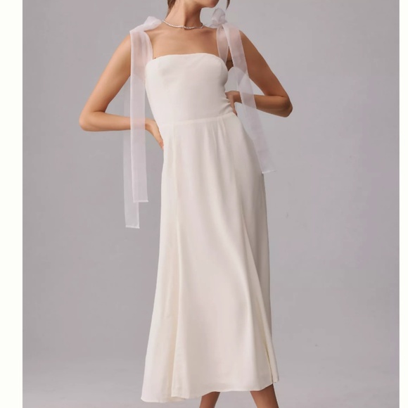 BEST Reformation Kairo Midi Dress - Ivory Off White Bridal Wedding Event Sz12 - Picture 4 of 11